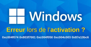 erreur activation windows erreur